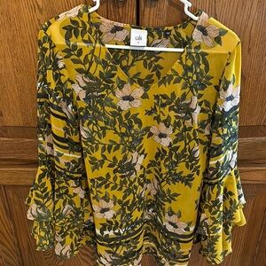 Floral Yellow and Green Women's Top